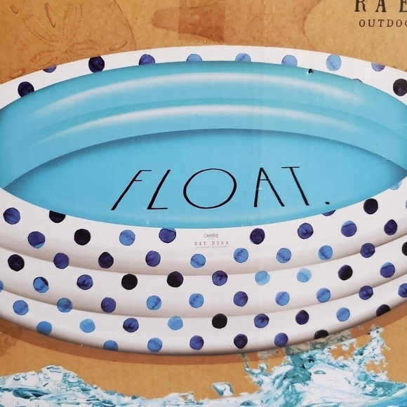 Rae Dunn "Float" Indigo Polka Dot Inflatable Mini Pool - Picture 2 of 5